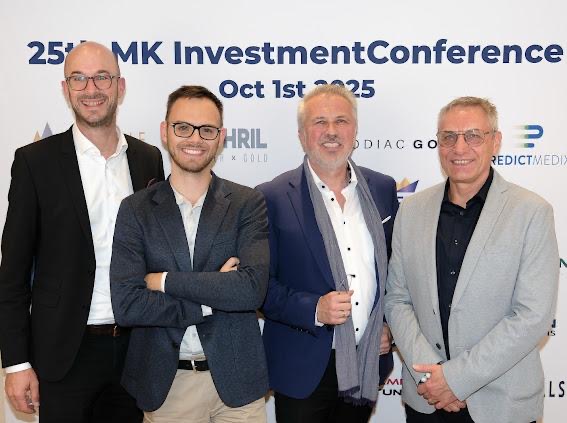 das EWIA-Team bei der 25. MK InvestmentConference neulich, vertreten durch Timo Schäfer, Jonathan Baumann, Ralph Schneider und Dr. Wolf-Dietrich Fugger.